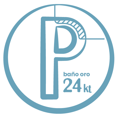 Sello de calidad para joyería con baño de oro de 24kt sobre base de plata de ley de Pabús Bijoux.